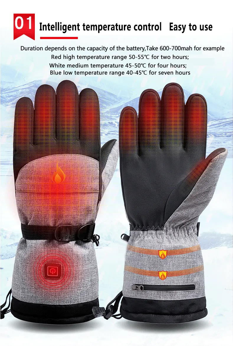 3 Gear Temperature Control Motorcycle Riding Gloves + 5000mAh Battery Winter Heated Warm Gloves for Outdoor Sports 3 Gear Temperature Control Motorcycle Riding Gloves + 5000mAh Battery Winter Heated Warm Gloves for Outdoor Sports