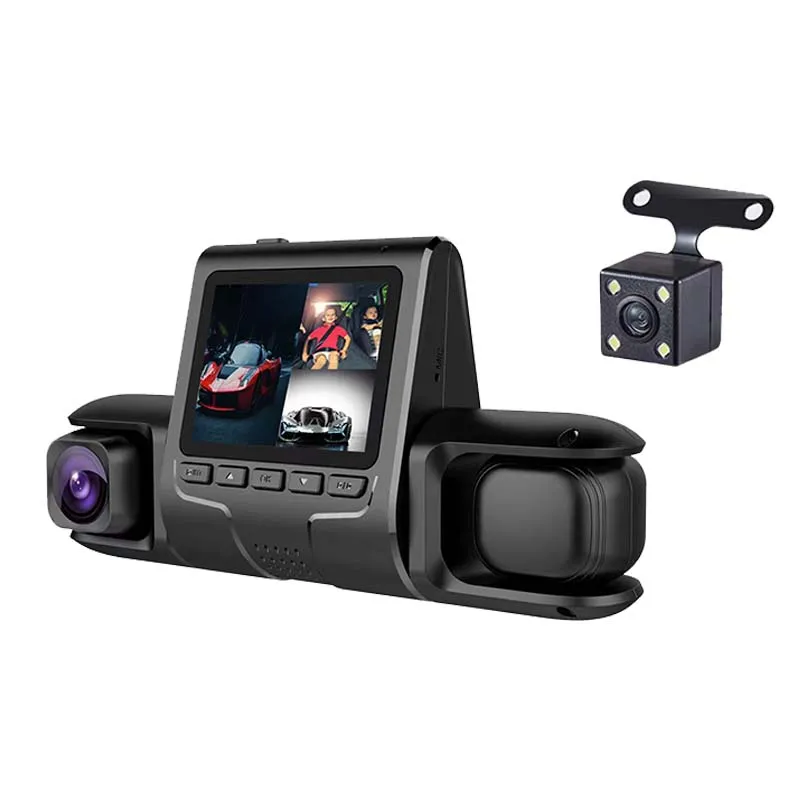 1080P Triple Lens Car Dash Cam Dashcam Front Inside & Rear HD Car DVR 120° Angle Loop Recording Gravity Sensor