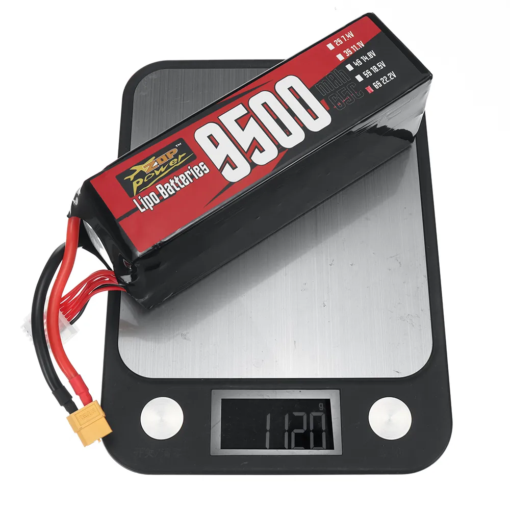 ZOP Power 6S 22.2V 9500mAh 65C 210.9Wh LiPo Battery XT60 Plug for Long Range RC Drone FPV Racing