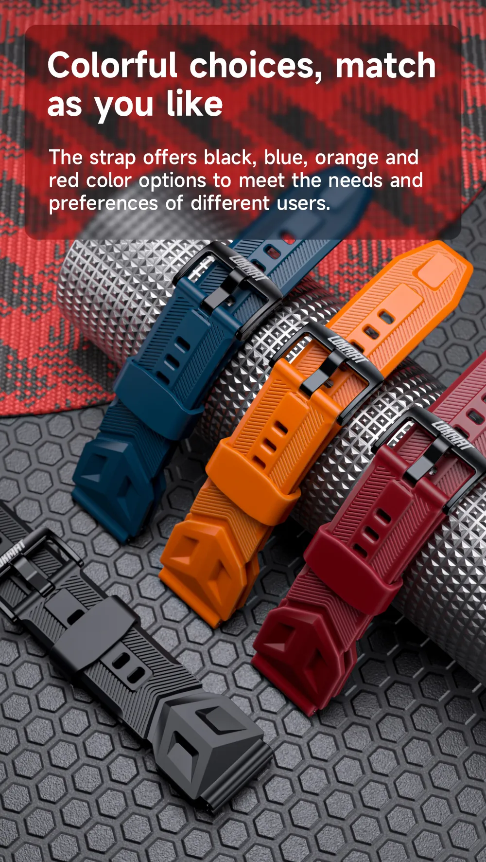 LOKMAT G0041 22mm Multi-color Silicone Replacement Strap for LOKMAT Smart Watch 22mm Width