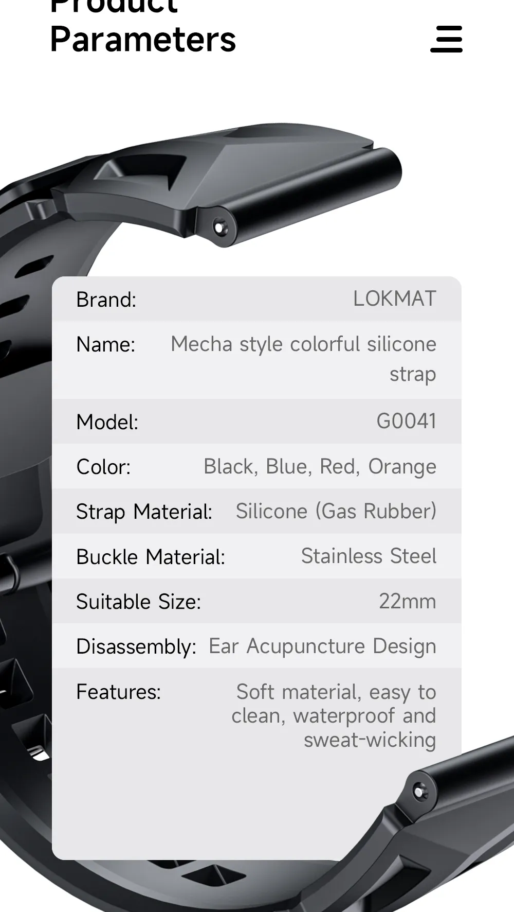 LOKMAT G0041 22mm Multi-color Silicone Replacement Strap for LOKMAT Smart Watch 22mm Width