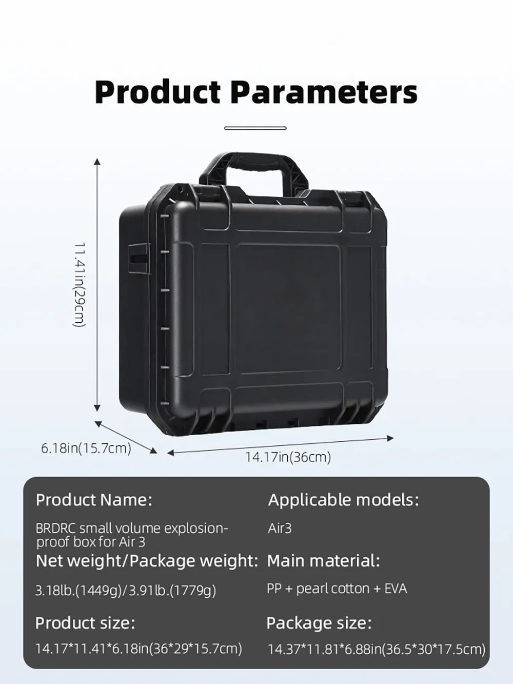 BRDRC Portable Waterproof Backpack Shoulder Storage Bag Carrying Box Case Suitcase High Capacity for DJI AIR 3 RC Drone