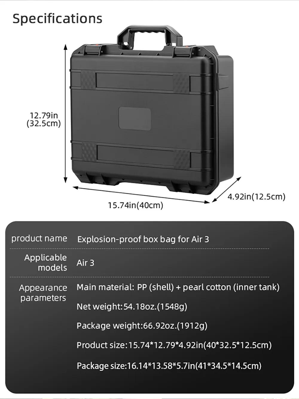 BRDRC Portable Waterproof Backpack Shoulder Storage Bag Carrying Box Case Suitcase High Capacity for DJI AIR 3 RC Drone