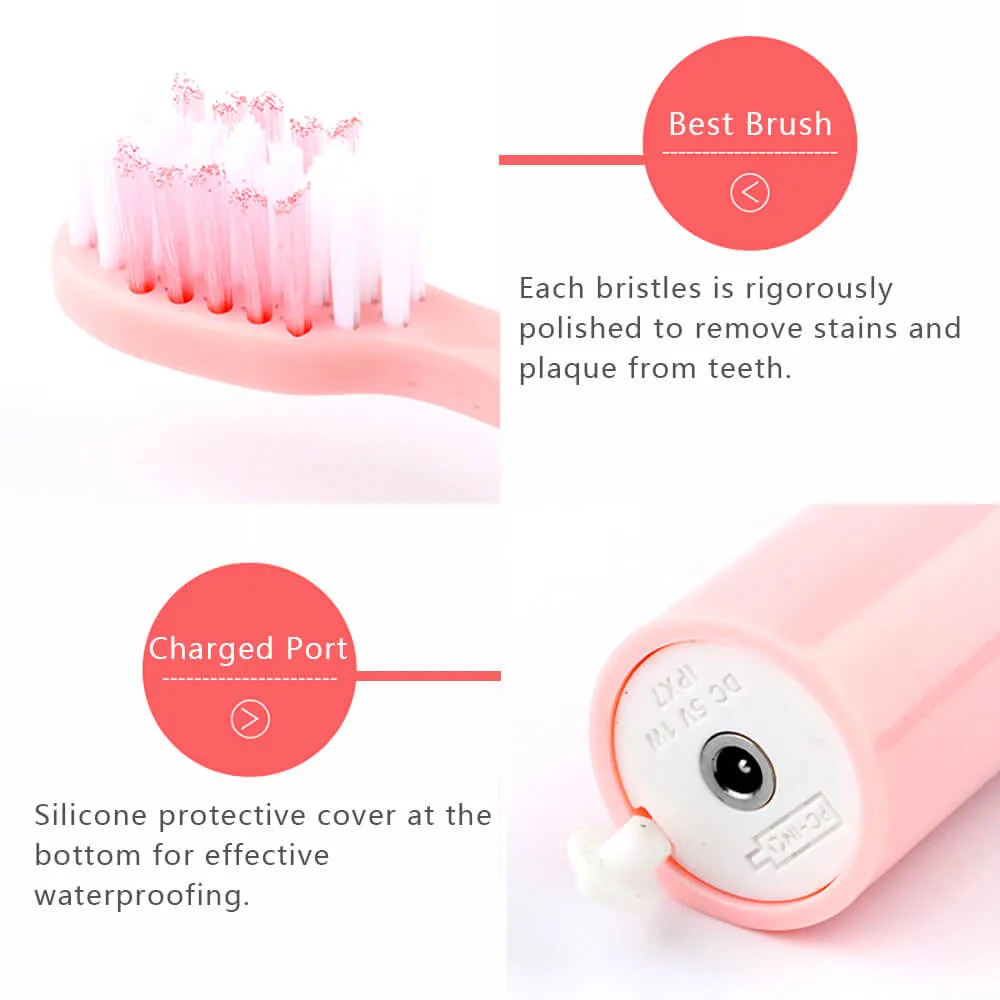 IPX7 Ultrasonic Electric Toothbrush 5 Modes USB Rechargeable Sonic Automatic Teeth Cleaner with 4 Brush Heads
