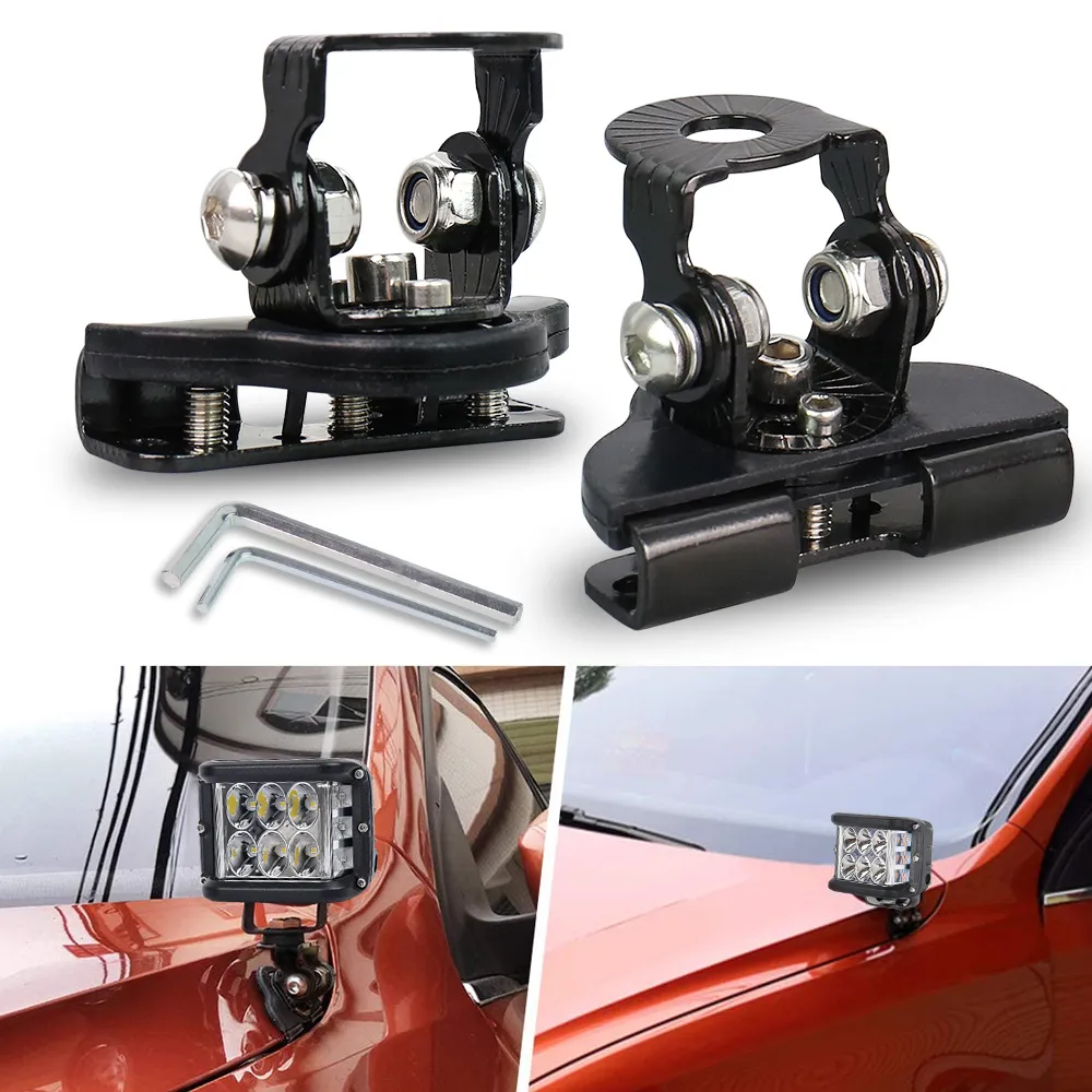 2pcs Universal Pillar Hood Adjustable Mounting Brackets LED Work Light Mounting Brackets Holder For Off Road SUV ATV 4WD 2pcs Universal Pillar Hood Adjustable Mounting Brackets LED Work Light Mounting Brackets Holder For Off Road SUV ATV 4WD