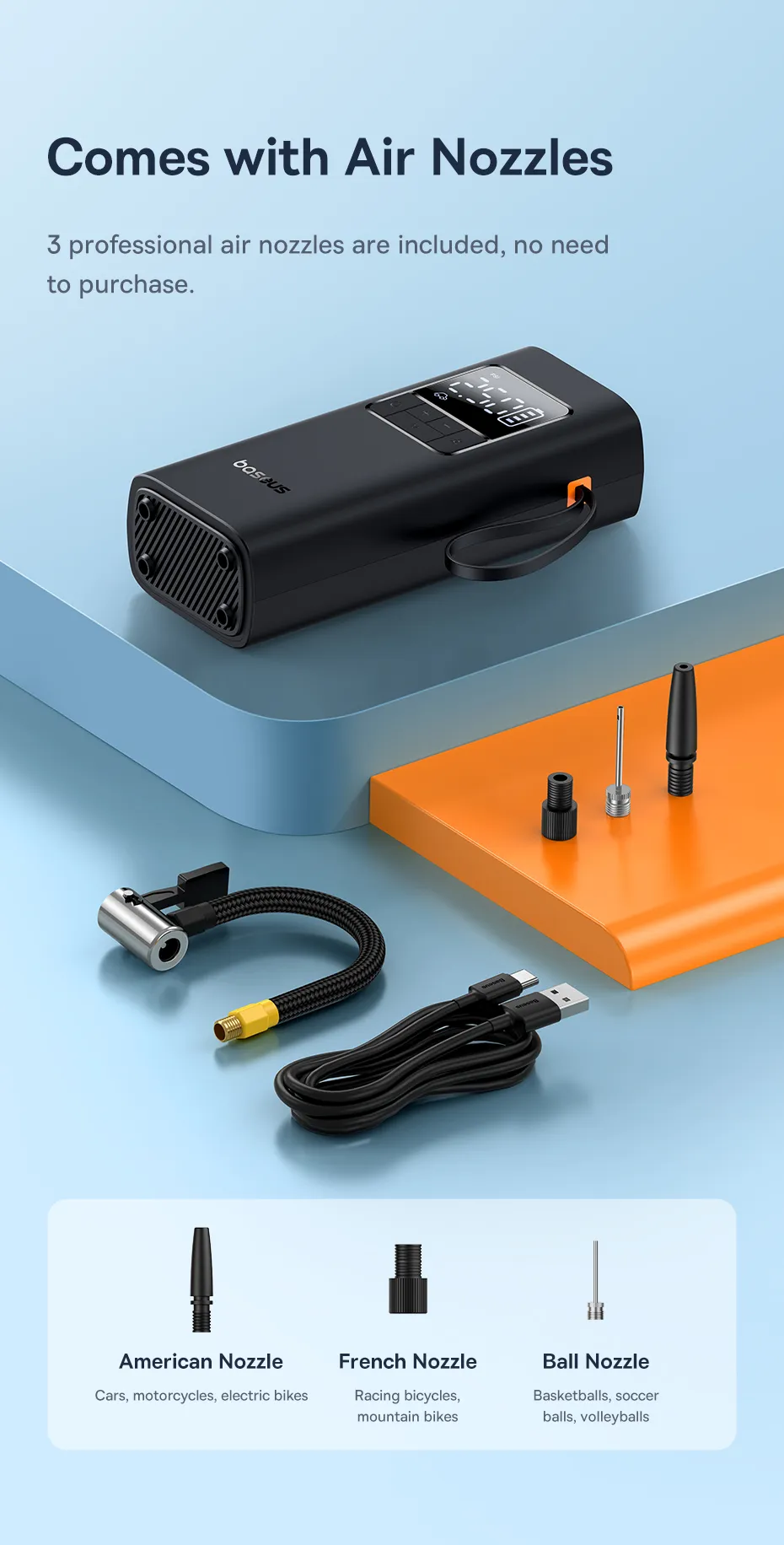 Baseus Pro High-powered Mini Wireless Car Air Pump Stylish and Efficient
