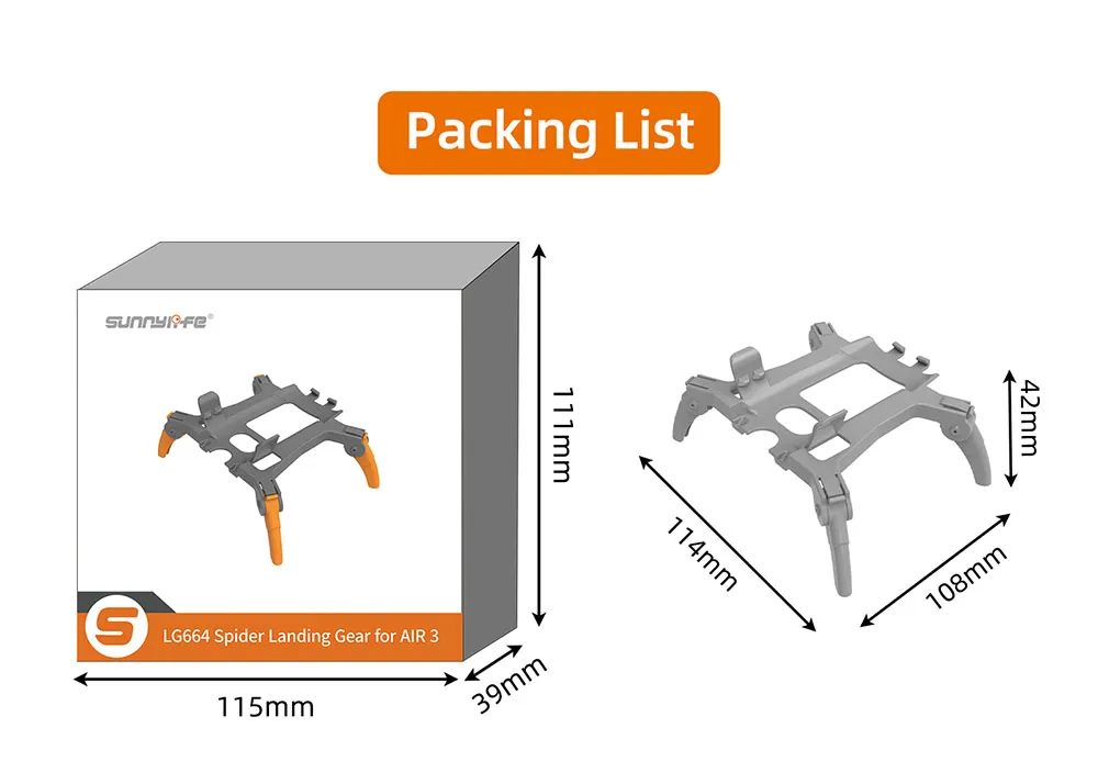 Sunnylife Foldable Extended Heightening Spider Landing Gear Legs Protector Support for DJI AIR 3 RC Drone Quadcopter Sunnylife Foldable Extended Heightening Spider Landing Gear Legs Protector Support for DJI AIR 3 RC Drone Quadcopter