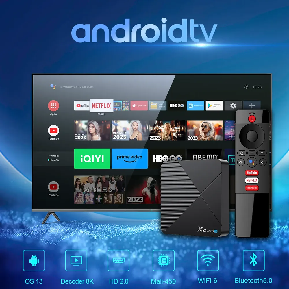 [2+16G]X88 Mini 13 TV BOX Android Smart TV Box RK3528 8K WIFI6 BT Voice Remote Control Media Player TV Receiver Set Top Box