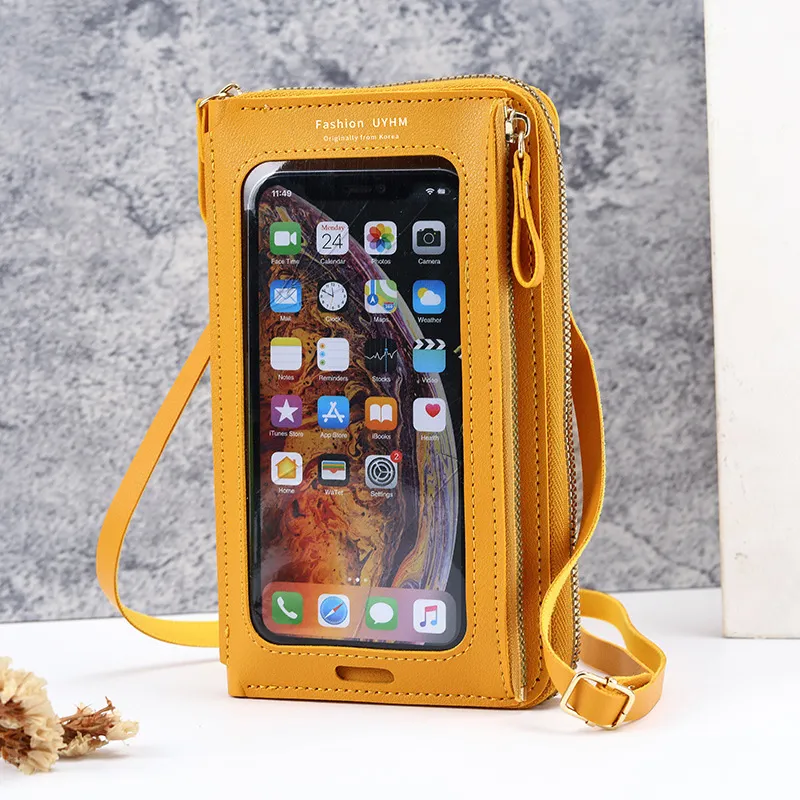 Touch-screen Mobile Phone Shoulder Bag Multi-function One-shoulder Versatile Transparent Mini Bag Zipper Mobile Phone Bag