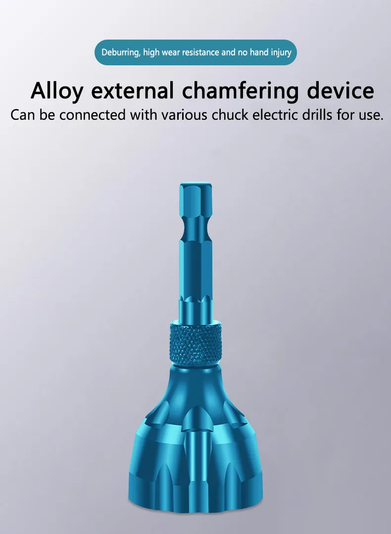Deburring External Chamfer Tool Metal Edge Burr Removal Tool Hex Shank Triple Flute Deburring Drill For Repair Bolt Thread Parts