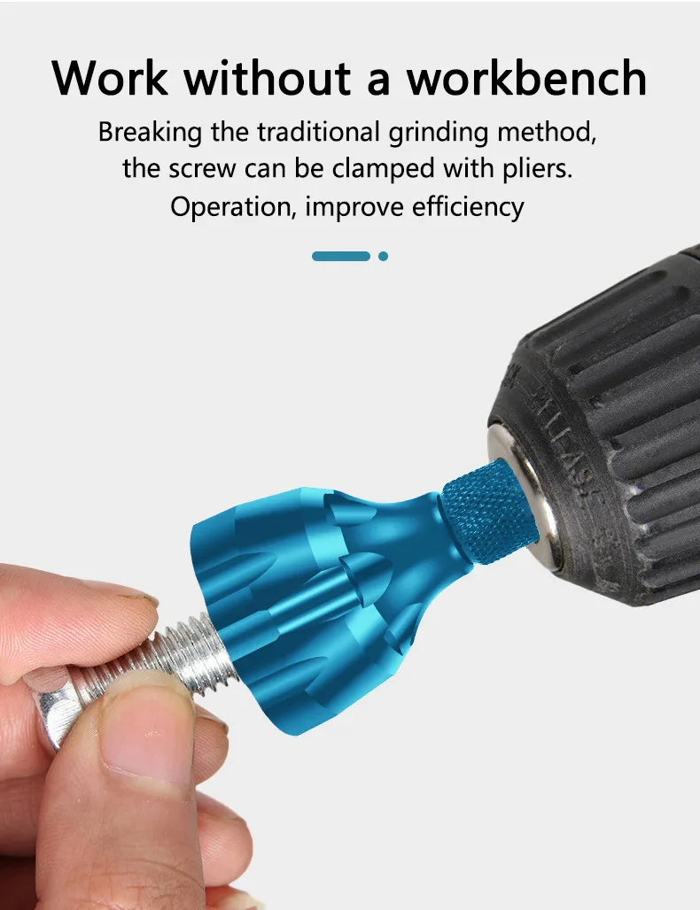 Deburring External Chamfer Tool Metal Edge Burr Removal Tool Hex Shank Triple Flute Deburring Drill For Repair Bolt Thread Parts