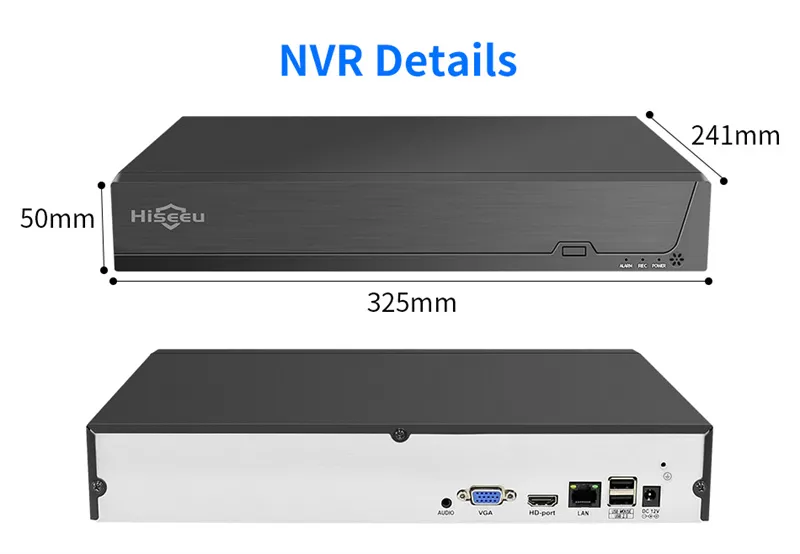 Hiseeu 4K 32CH NVR for CCTV Security Surveillance IP Camera H.265+ 5MP DVR Network Video Audio Recorder ONVIF Humanoid EU Plug