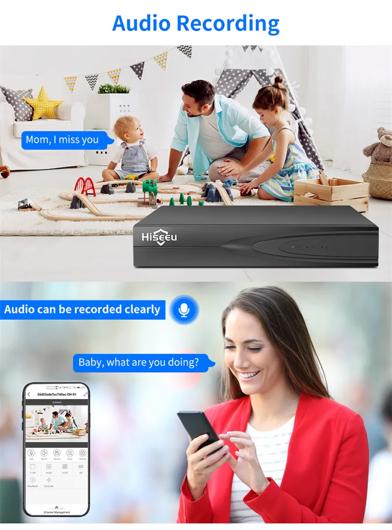 Hiseeu 4K 32CH NVR for CCTV Security Surveillance IP Camera H.265+ 5MP DVR Network Video Audio Recorder ONVIF Humanoid EU Plug