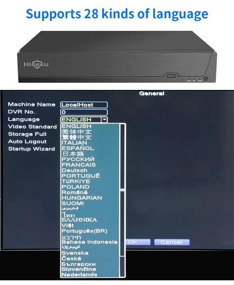 Hiseeu 4K 32CH NVR for CCTV Security Surveillance IP Camera H.265+ 5MP DVR Network Video Audio Recorder ONVIF Humanoid EU Plug