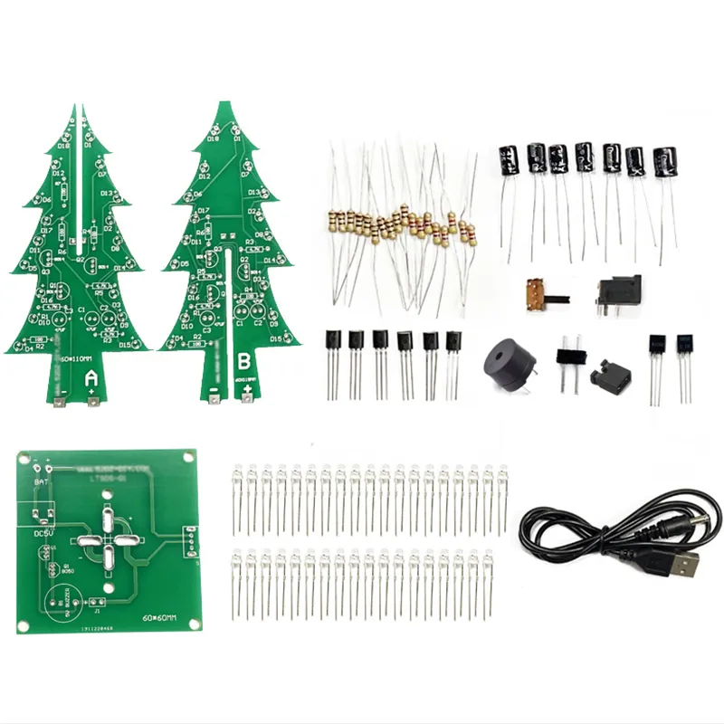 Tri-color/Colorful Curved-leaf Christmas Tree Standard/Music Version DIY Electronic Kits Tri-color/Colorful Curved-leaf Christmas Tree Standard/Music Version DIY Electronic Kits