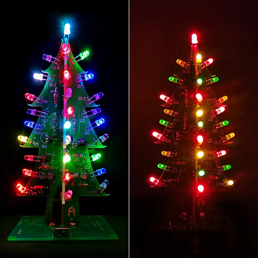 Tri-color/Colorful Curved-leaf Christmas Tree Standard/Music Version DIY Electronic Kits Tri-color/Colorful Curved-leaf Christmas Tree Standard/Music Version DIY Electronic Kits