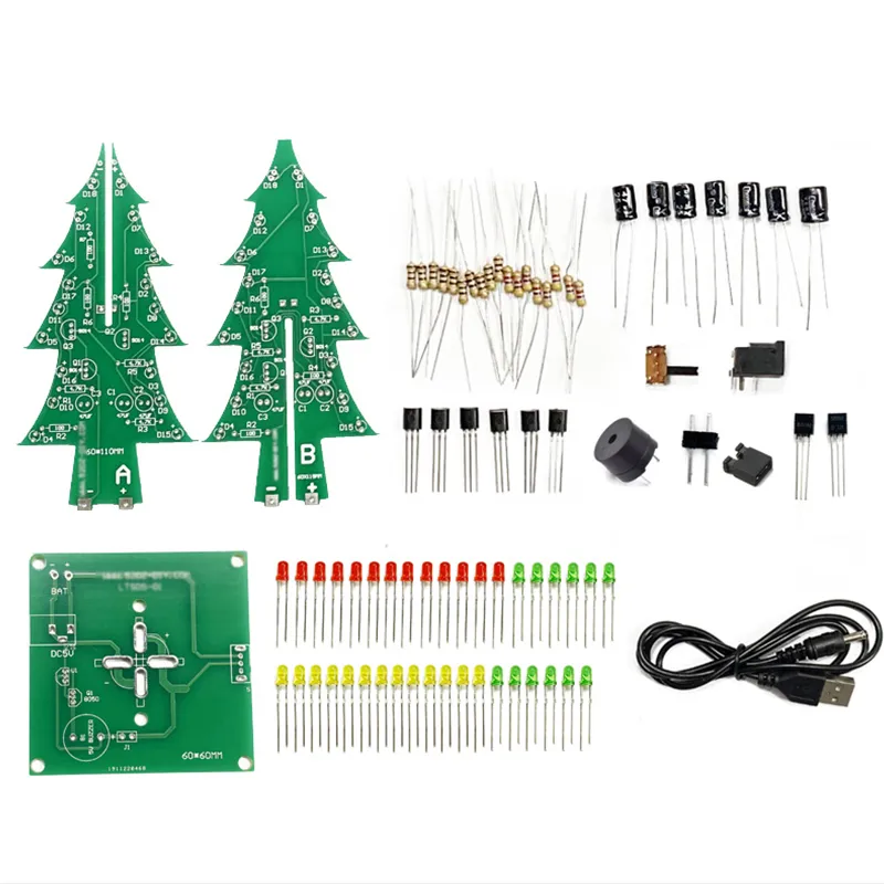 Tri-color/Colorful Curved-leaf Christmas Tree Standard/Music Version DIY Electronic Kits Tri-color/Colorful Curved-leaf Christmas Tree Standard/Music Version DIY Electronic Kits