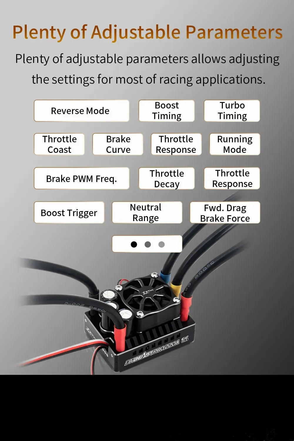 ZTW 32-Bit Beast PRO 220A ESC G2 Turbo 6V/7.4V BEC 10A Brushless Speed Controller for 1/8 RC Racng Car Off-road On-road Vehicles Model Parts