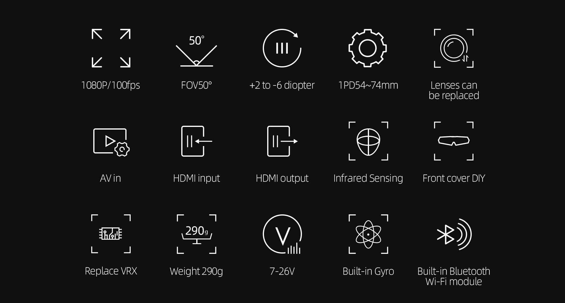 نظارات Walksnail Avatar HD X OLED 5.8 جيجاهرتز رقمية 1920 × 1080 مجال رؤية 50 درجة HDMⅠ مزودة بجيروسكوب مدمج لطائرة بدون طيار FPV RC نظارات Walksnail Avatar HD X OLED 5.8 جيجاهرتز رقمية 1920 × 1080 مجال رؤية 50 درجة HDMⅠ مزودة بجيروسكوب مدمج لطائرة بدون طيار FPV RC