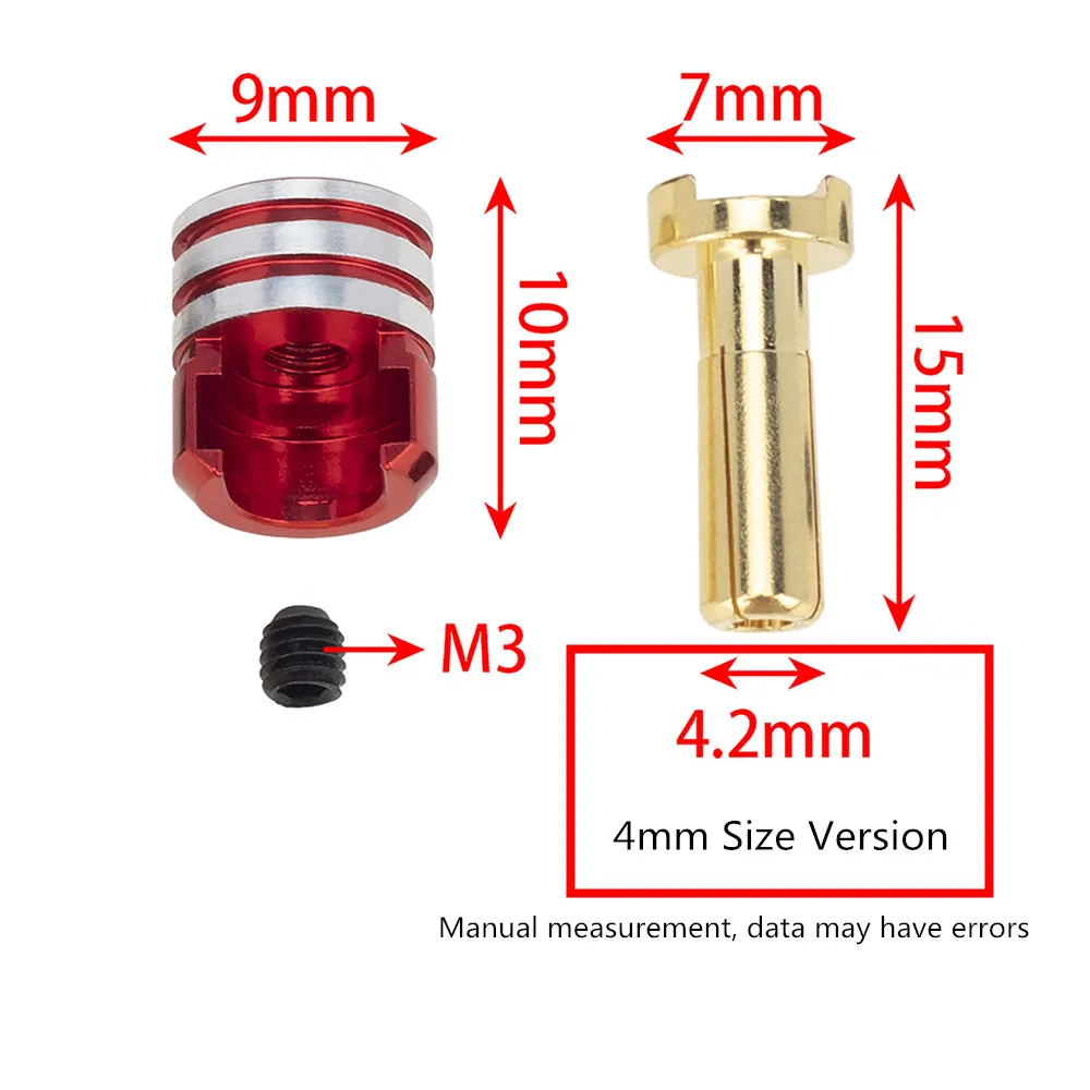 4 pezzi Custodia rigida per batteria Raffreddatore Proiettile Spina Testa a Banana per 1/10 RC Off-Road Monster Truck RC Auto modificata