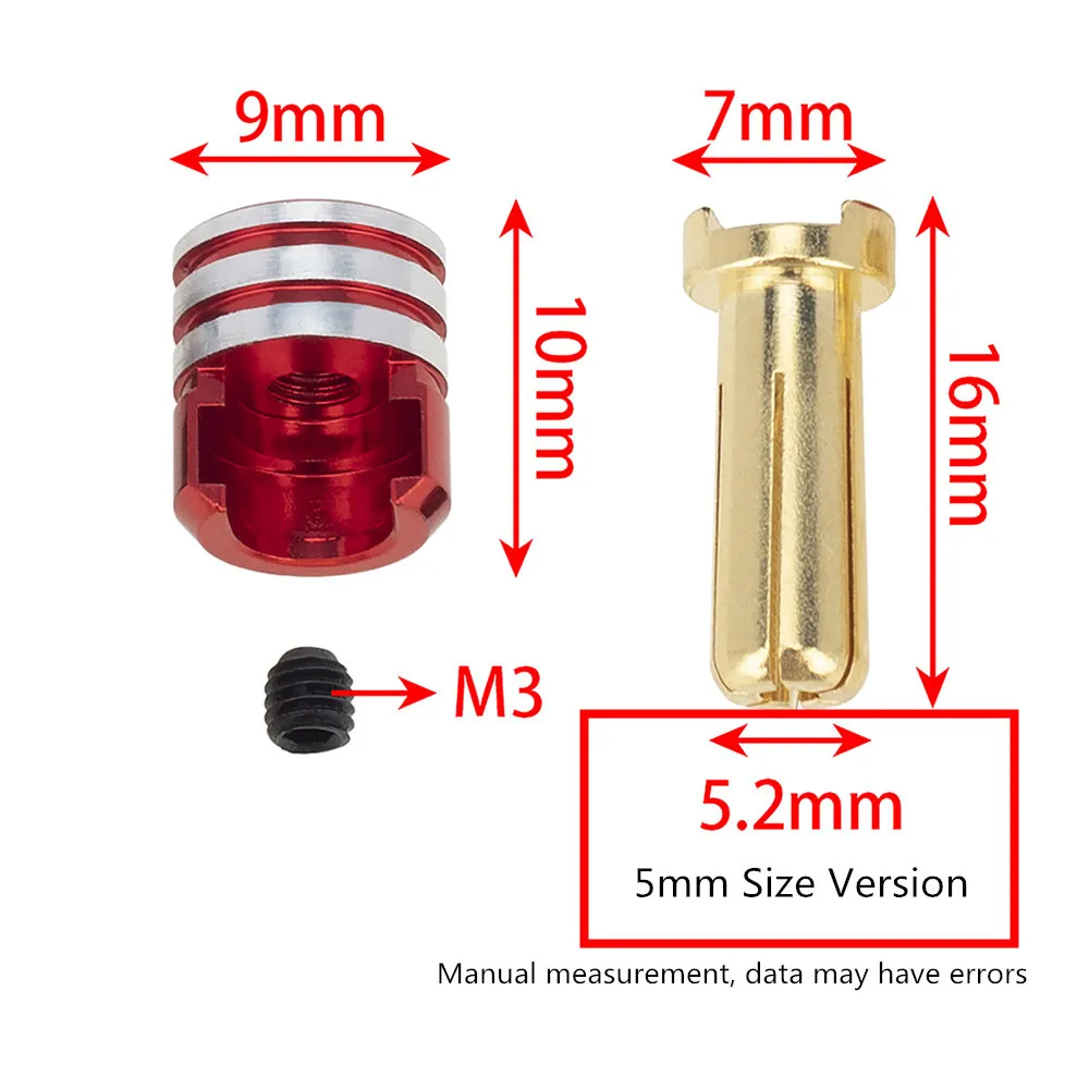 4 pezzi Custodia rigida per batteria Raffreddatore Proiettile Spina Testa a Banana per 1/10 RC Off-Road Monster Truck RC Auto modificata