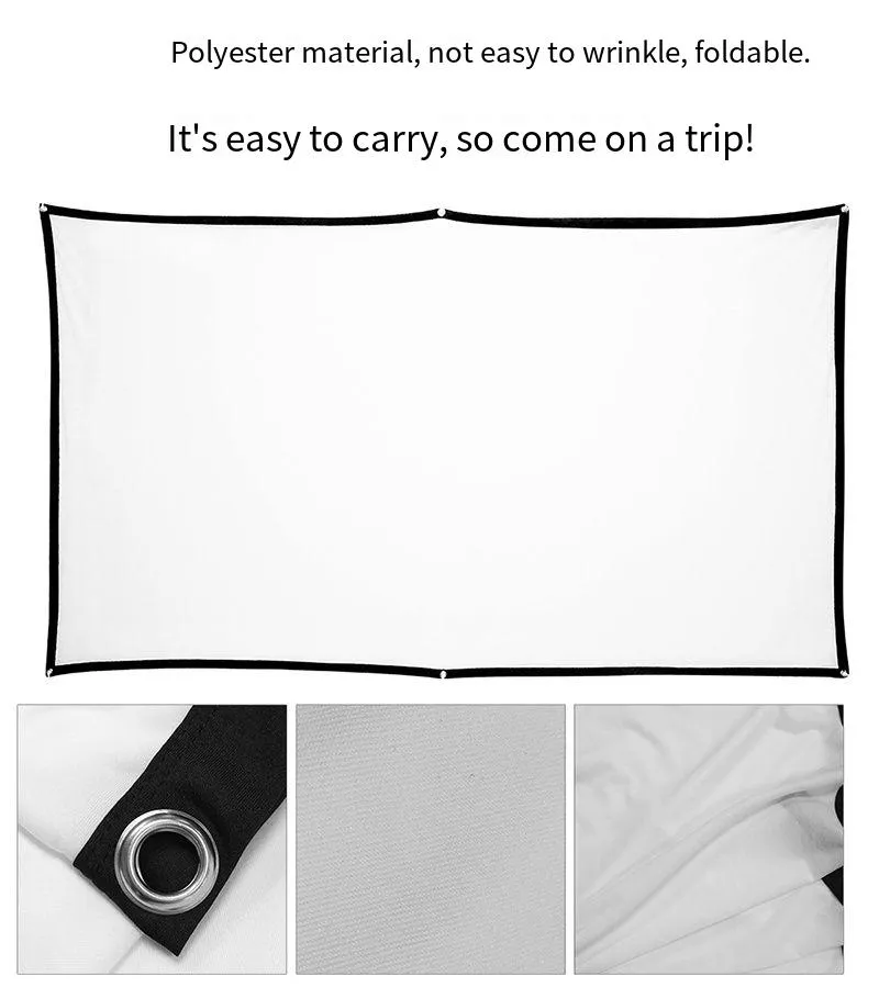 Bakeey 100/120Inch Easy White Projection Screen 16:9 Foldable Anti-wrinkle Wide-angle Screen for Outdoors Travelling Meeting