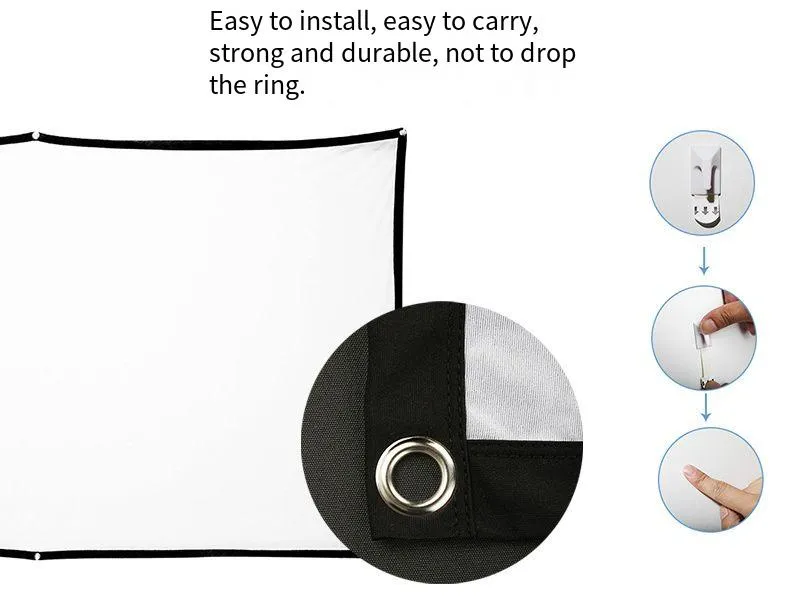 Bakeey 100/120Inch Easy White Projection Screen 16:9 Foldable Anti-wrinkle Wide-angle Screen for Outdoors Travelling Meeting