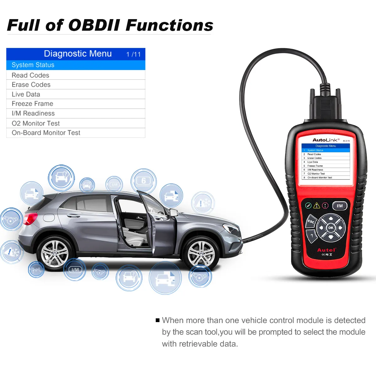 Autel AL519 OBD2 Scanner Diagnostic Tool Car Code Reader Escaner Automotriz Automotive Scanner Car Diagnostic