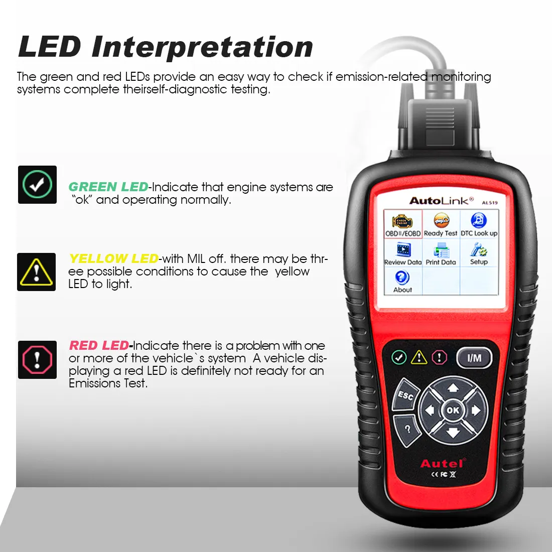 Autel AL519 OBD2 Scanner Diagnostic Tool Car Code Reader Escaner Automotriz Automotive Scanner Car Diagnostic
