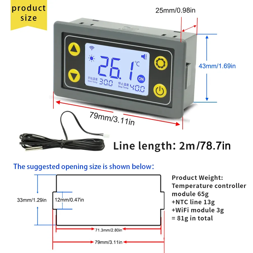 SA10/SA10-W AC110-220V 10A Remote WiFi Thermostat Temperature Controller Digital Display Thermostat