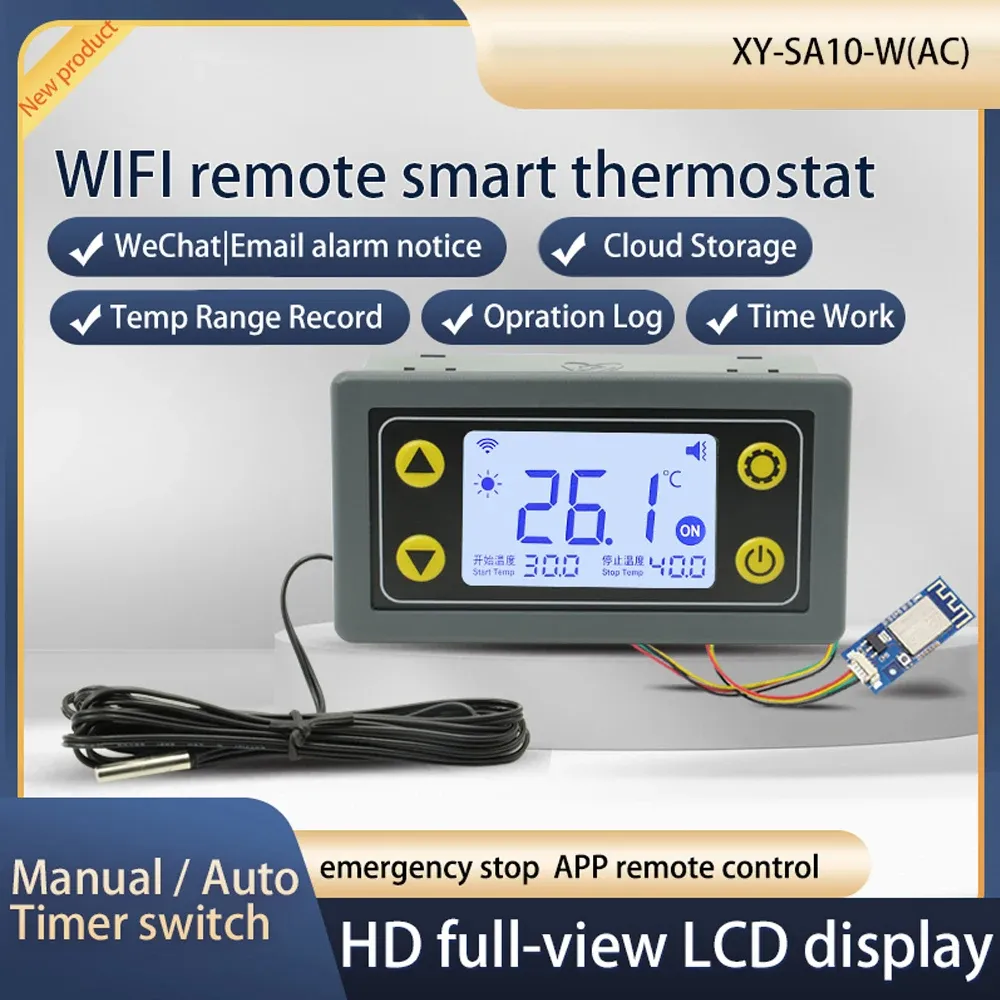 SA10/SA10-W AC110-220V 10A Remote WiFi Thermostat Temperature Controller Digital Display Thermostat
