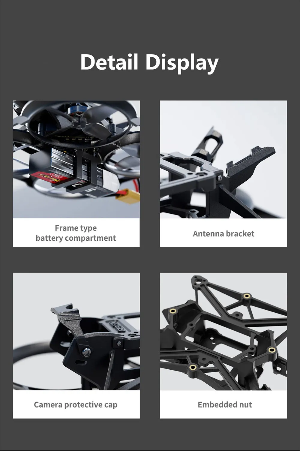 Geprc DS20 90mm Wheelbase 2 Inch Frame Kit Support DJI O3 HD Analog VTX for DIY Whoop RC FPV Racing Drone