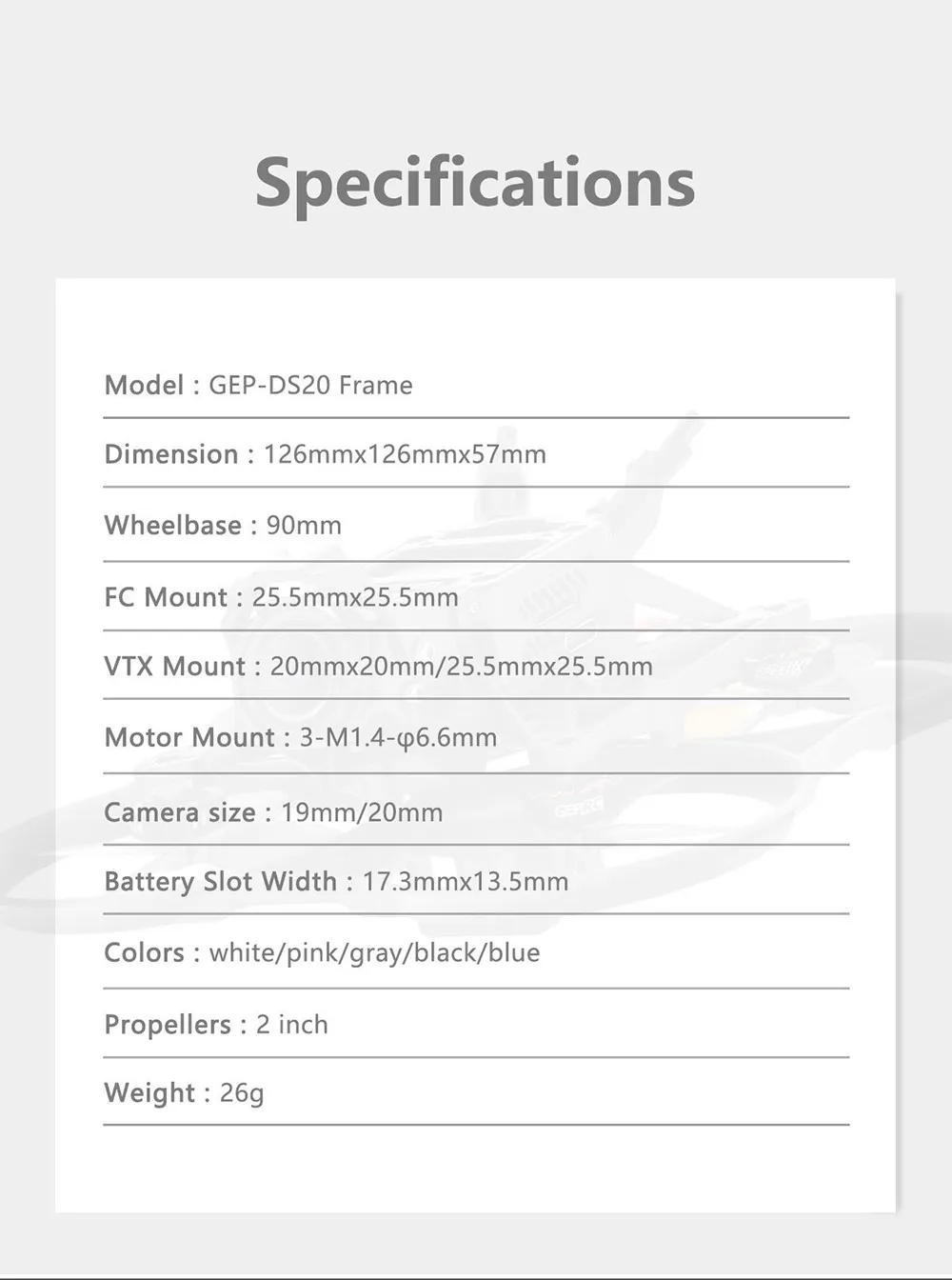 Geprc DS20 90mm Wheelbase 2 Inch Frame Kit Support DJI O3 HD Analog VTX for DIY Whoop RC FPV Racing Drone