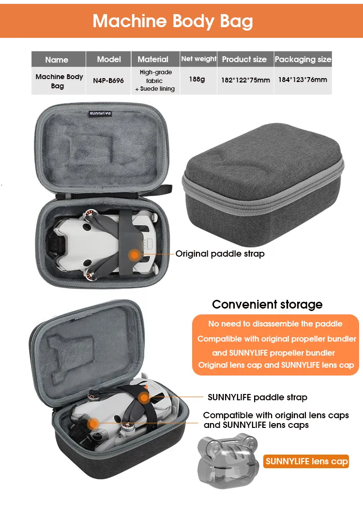 Sunnylife Portable Waterproof Storage Shoulder Bag Handbag Carrying Box Case for DJI MINI 4 PRO Drone Remote Controller Combo Set