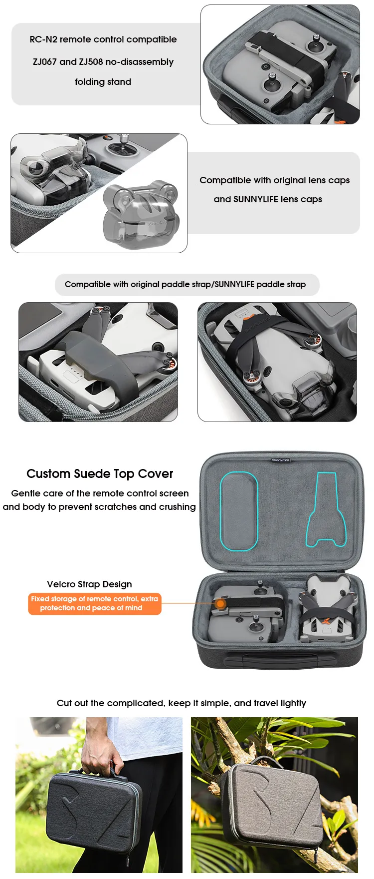 Sunnylife Portable Waterproof Storage Shoulder Bag Handbag Carrying Box Case for DJI MINI 4 PRO Drone Remote Controller Combo Set