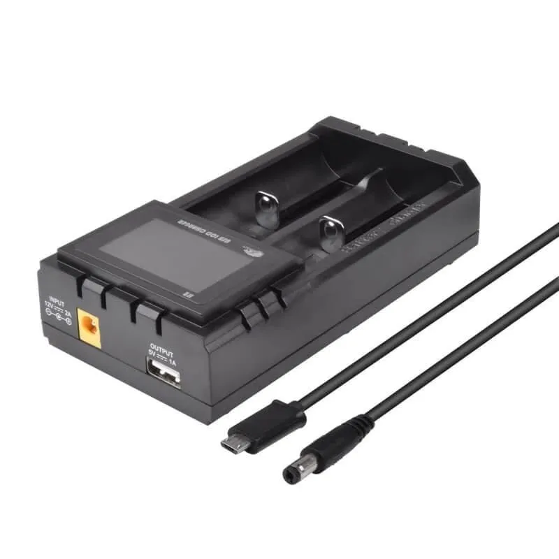 [US Direct] H2 Dual-Slot with LCD Screen Display Li-ion Battery Charger Intellegent Fast Charging for 18650 21700 26650 Rechargeable Batteries For Flashlight RC Toys Home Tools