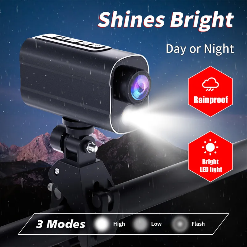 AK-M101 5K Action WiFi Camera Road Bike Motorcycle Helmet Camera Anti-shake Riding Bicycle Drive Recorder with Led Light Flashlight
