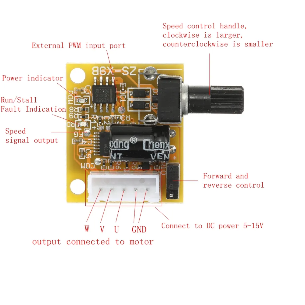 BLDC DC Three-phase Brushless Motor Controller Motor Speed Regulator Speed Switch 5V12V Driver Board