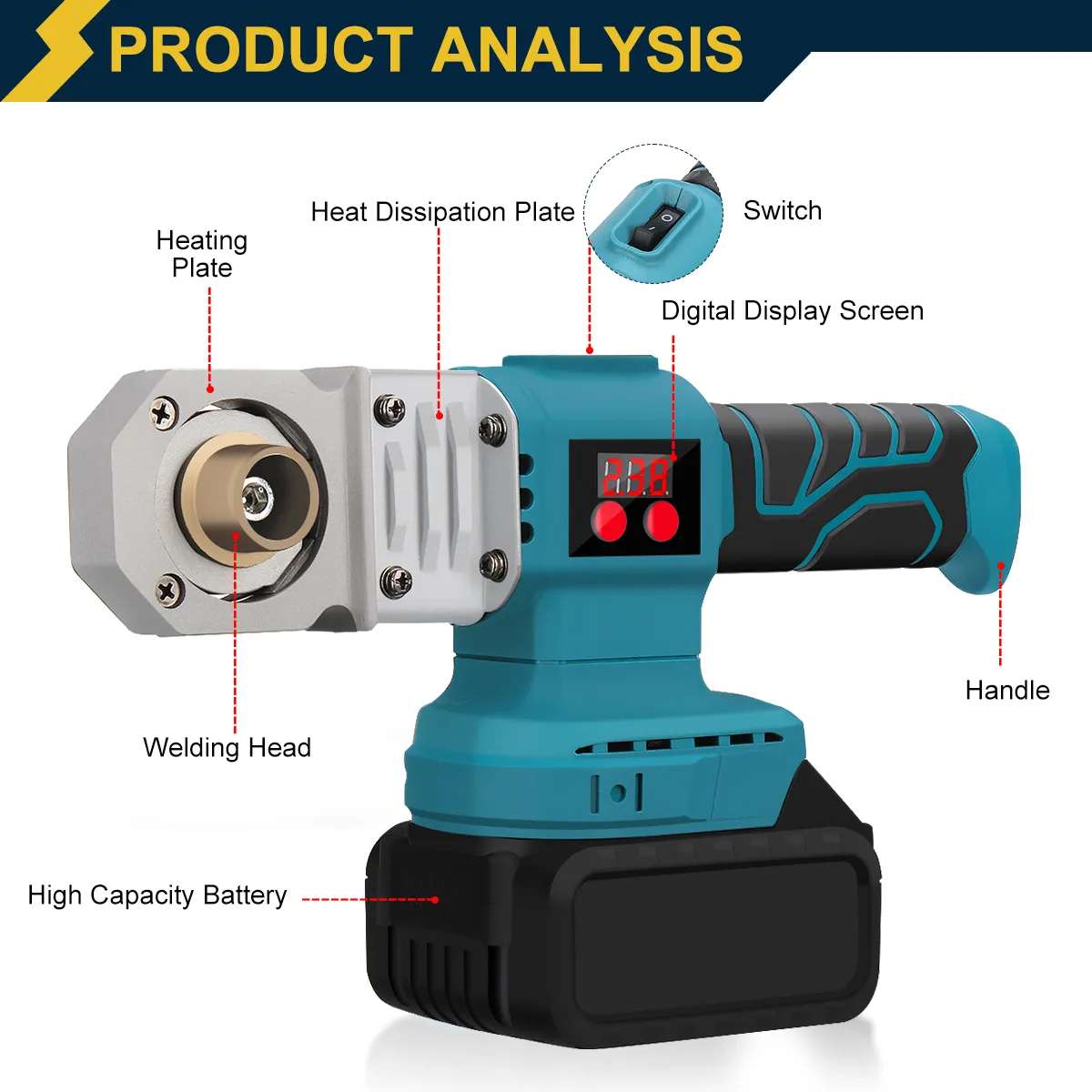 Excellway 1400W Pipe Welding Machine Kit for Welding Plastic Pipes PP/PPR/PB/PE/PP-C Pipe EU Plug