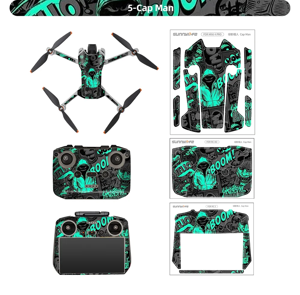 Sunnylife Waterproof PVC Stickers Drone Body Skin Protective Arm Remote Control Protector for DJI Mini 4 PRO RC Drone
