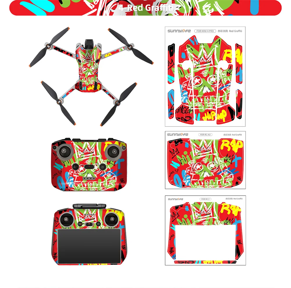 Sunnylife Waterproof PVC Stickers Drone Body Skin Protective Arm Remote Control Protector for DJI Mini 4 PRO RC Drone