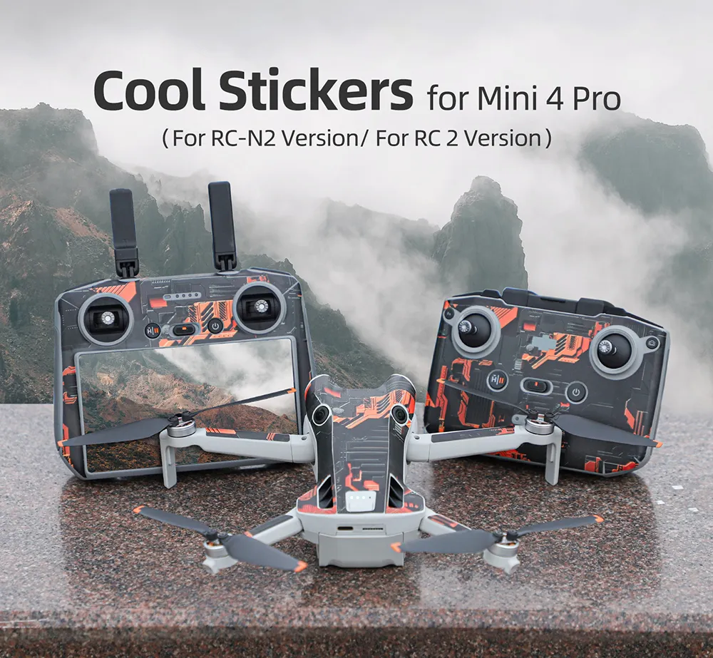 Sunnylife Waterproof PVC Stickers Drone Body Skin Protective Arm Remote Control Protector for DJI Mini 4 PRO RC Drone