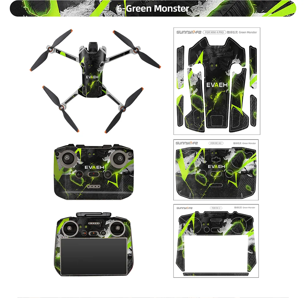 Sunnylife Waterproof PVC Stickers Drone Body Skin Protective Arm Remote Control Protector for DJI Mini 4 PRO RC Drone