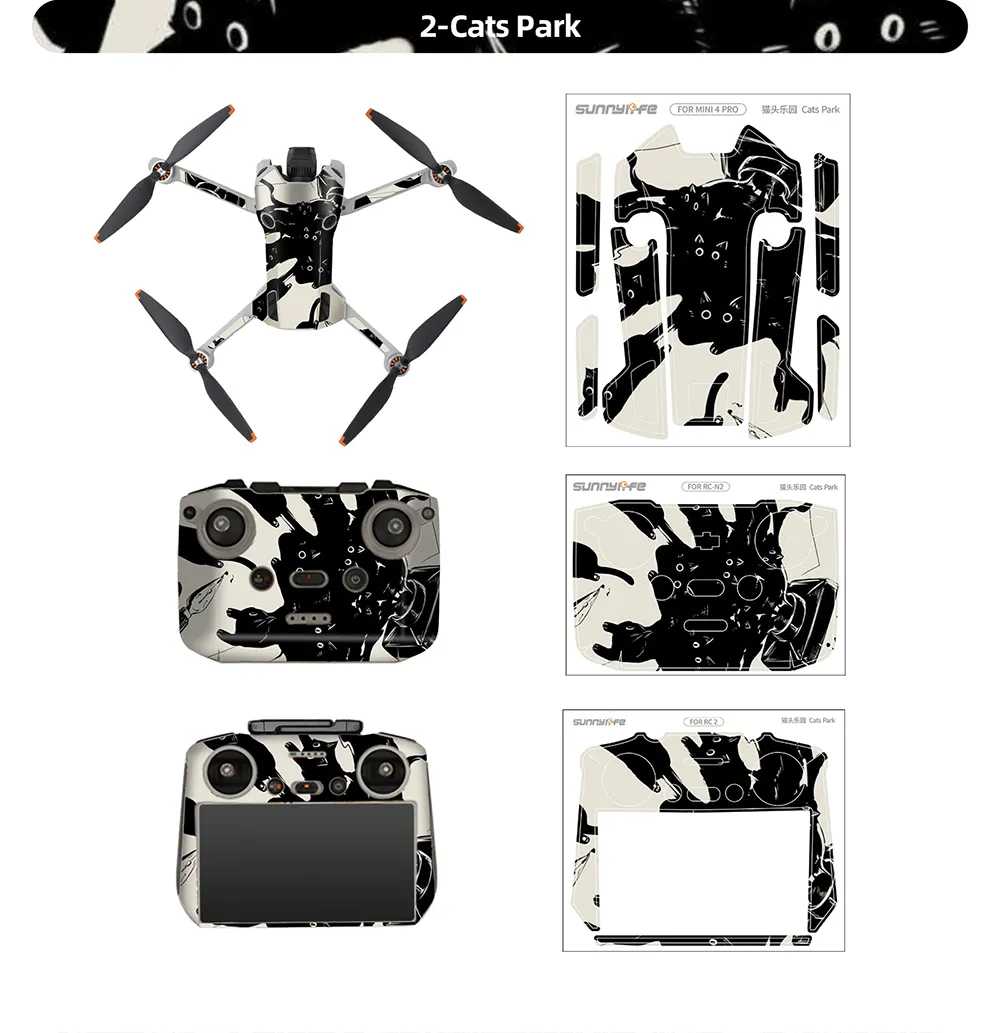 Sunnylife Waterproof PVC Stickers Drone Body Skin Protective Arm Remote Control Protector for DJI Mini 4 PRO RC Drone