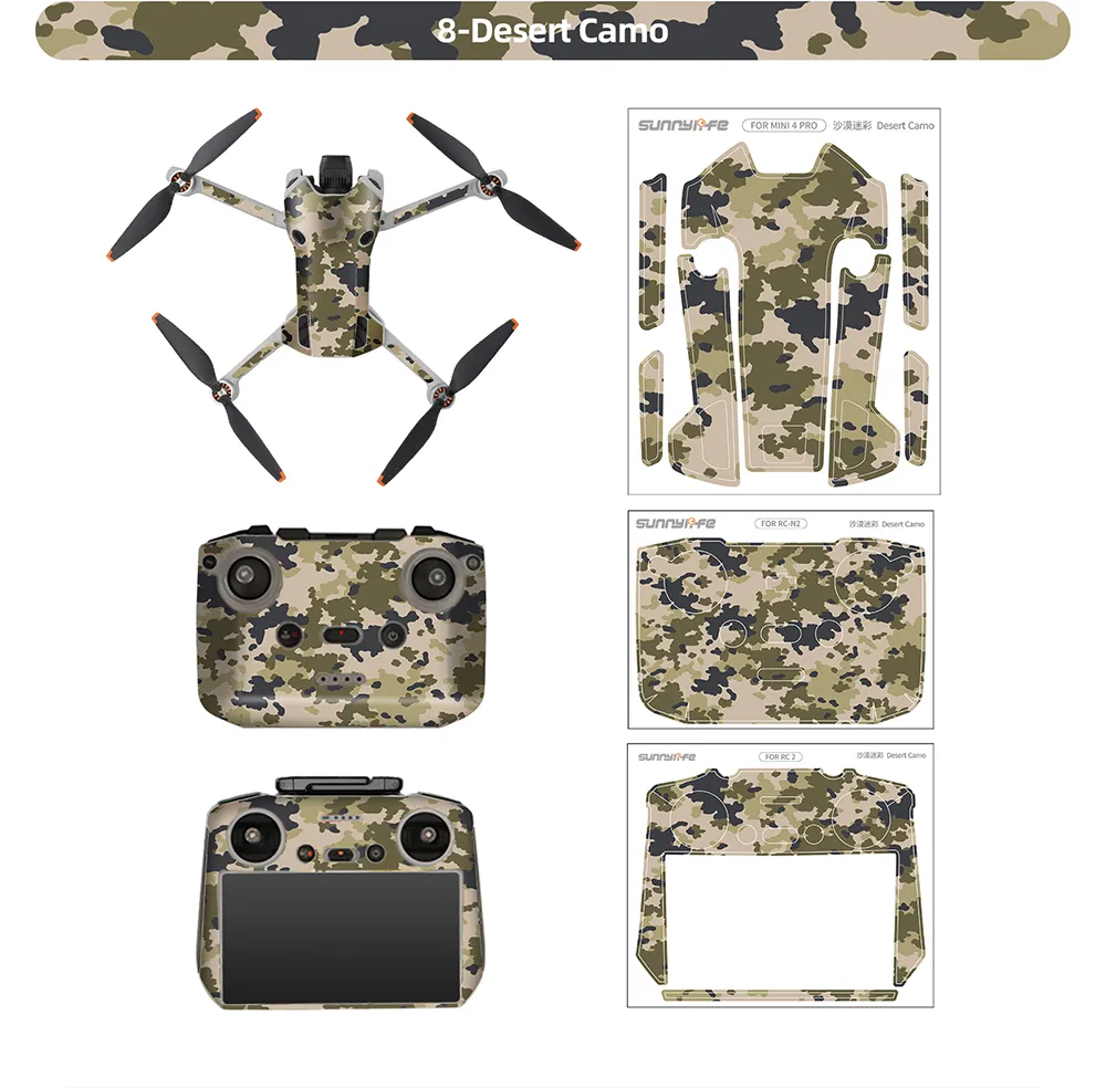 Sunnylife Waterproof PVC Stickers Drone Body Skin Protective Arm Remote Control Protector for DJI Mini 4 PRO RC Drone