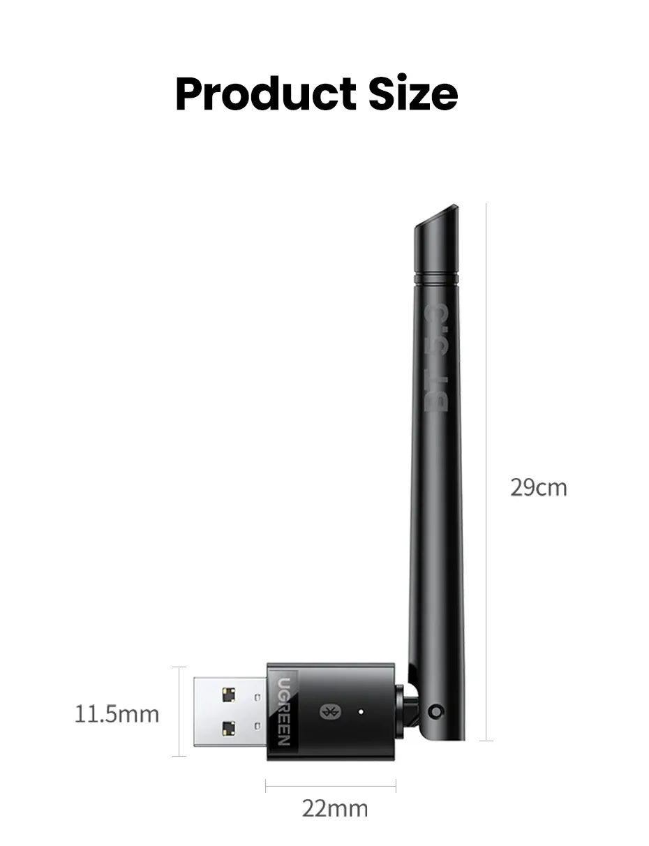UGREEN CM656 USB bluetooth 5.3 Adapter bluetooth Dongle Wireless Mouse Keyboard Music Audio Receiver Transmitter Free Driver for PC Speaker