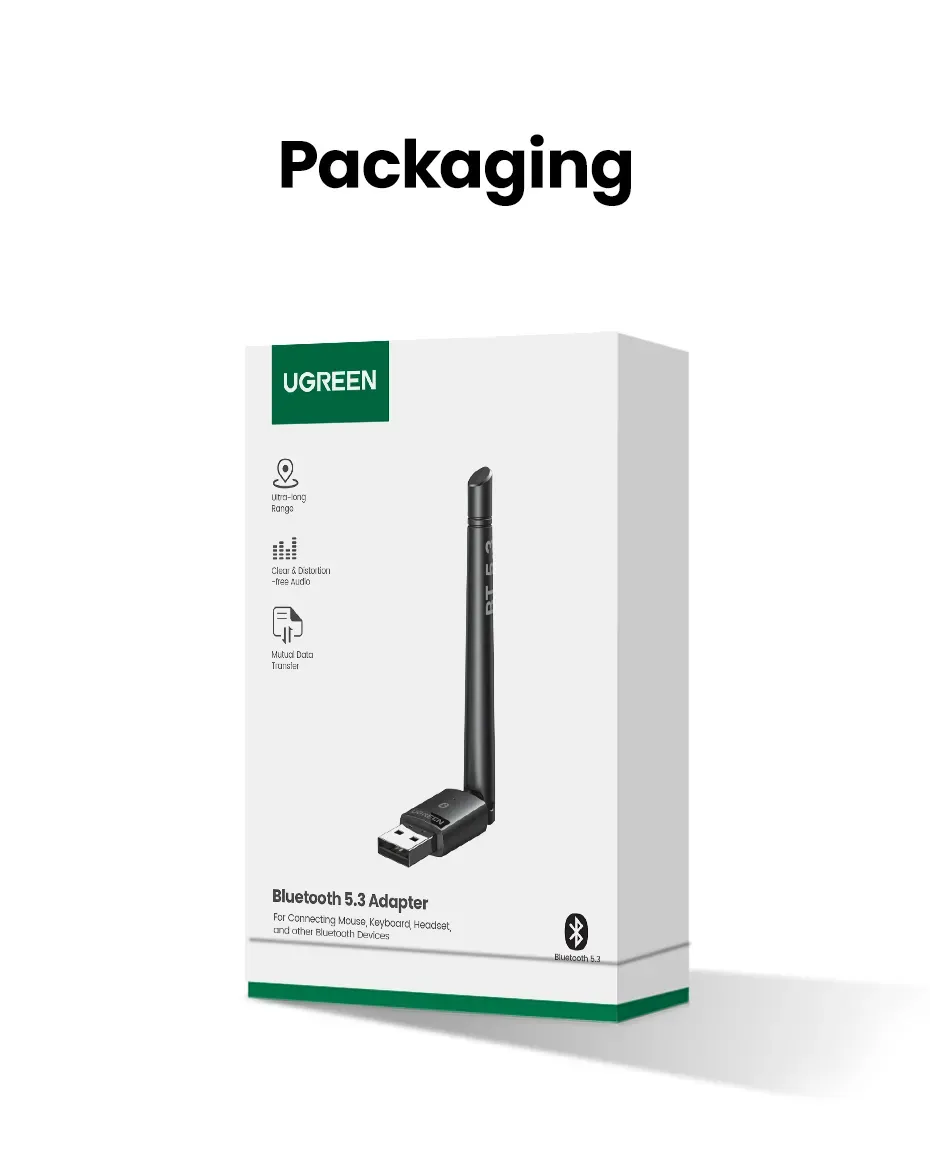UGREEN CM656 USB bluetooth 5.3 Adapter bluetooth Dongle Wireless Mouse Keyboard Music Audio Receiver Transmitter Free Driver for PC Speaker