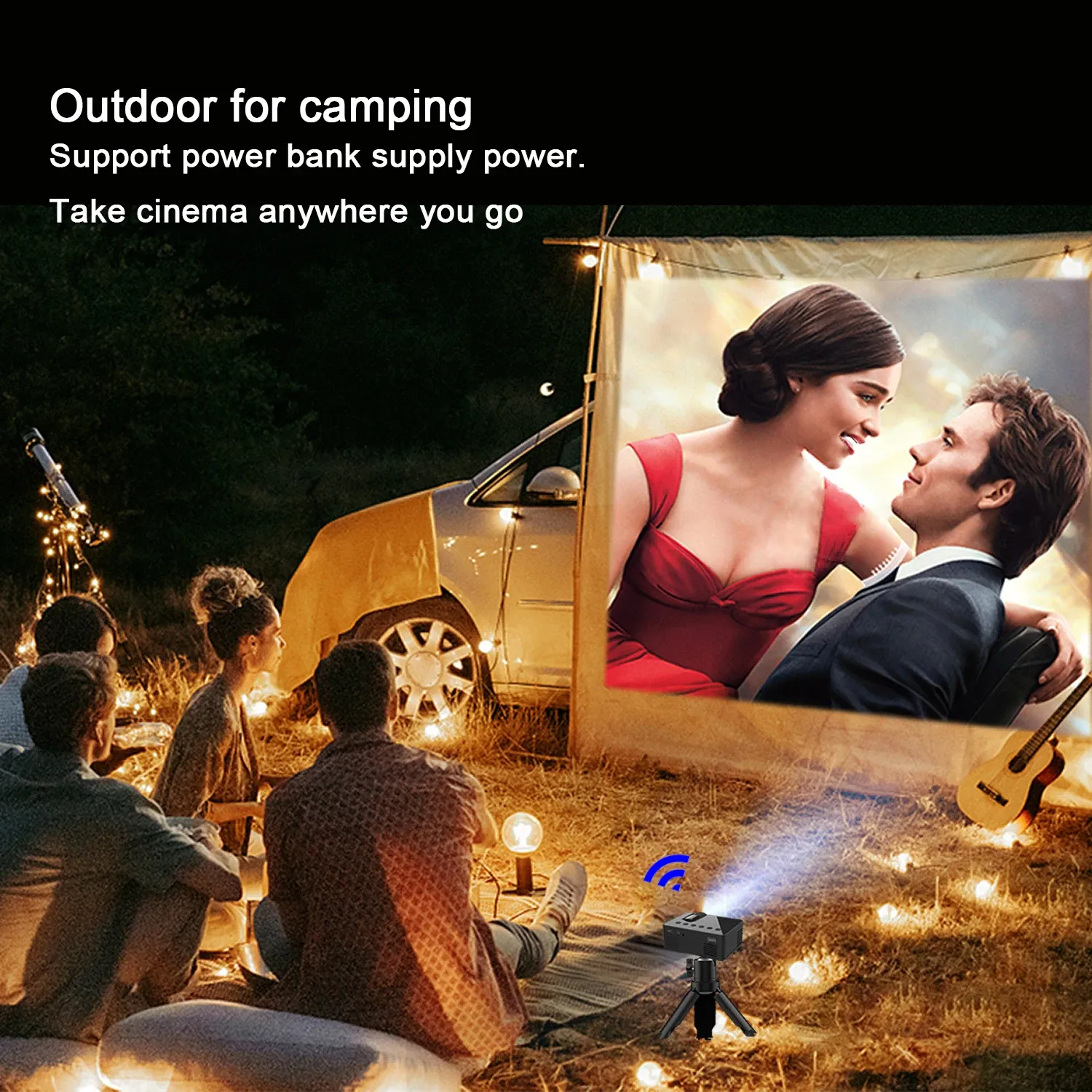 YT100 Mini Wifi Smart Portable Outdoor Projector Full HD1080P Office Home Theater Movie Wireless Same Screen Projector