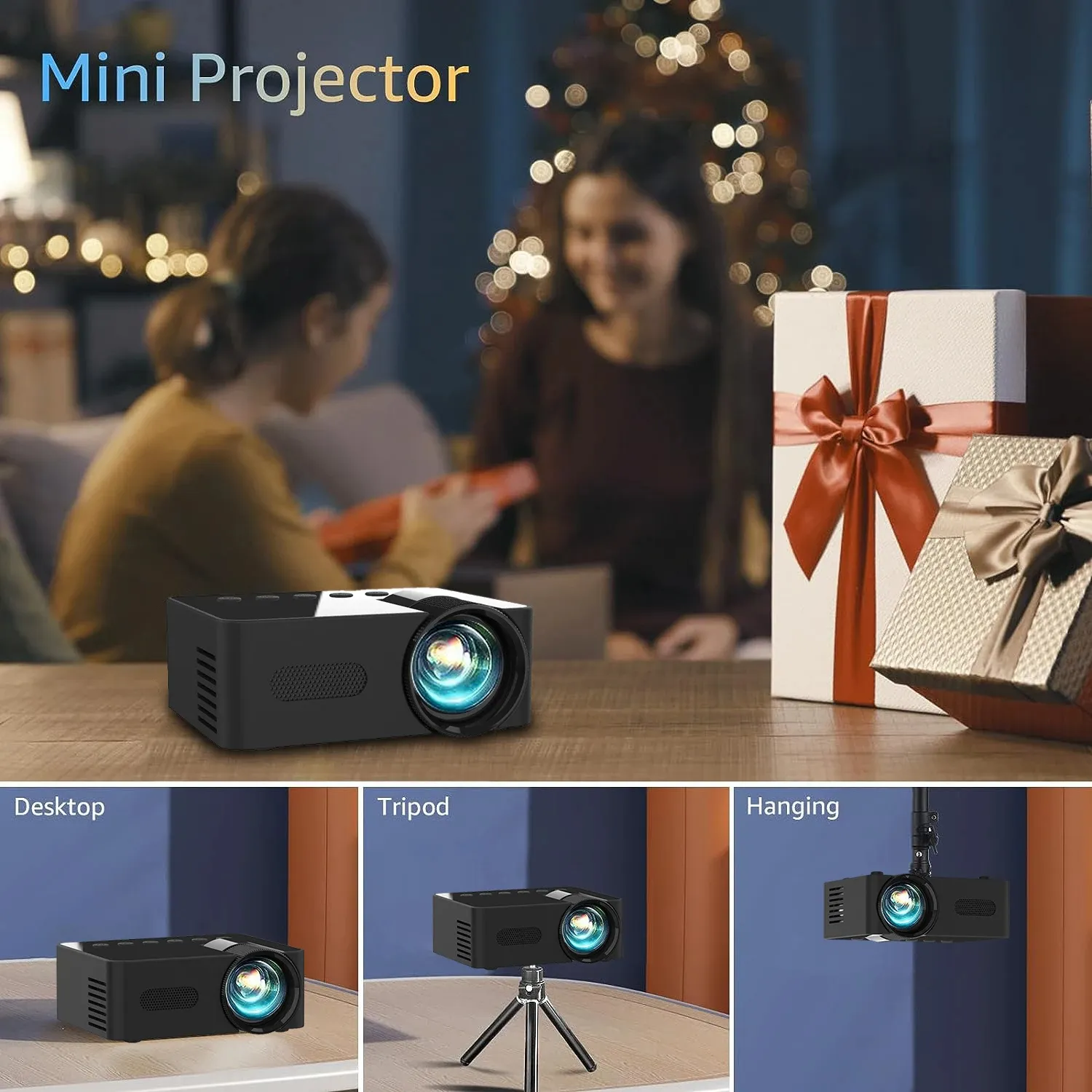 YT100 Mini Wifi Smart Portable Outdoor Projector Full HD1080P Office Home Theater Movie Wireless Same Screen Projector
