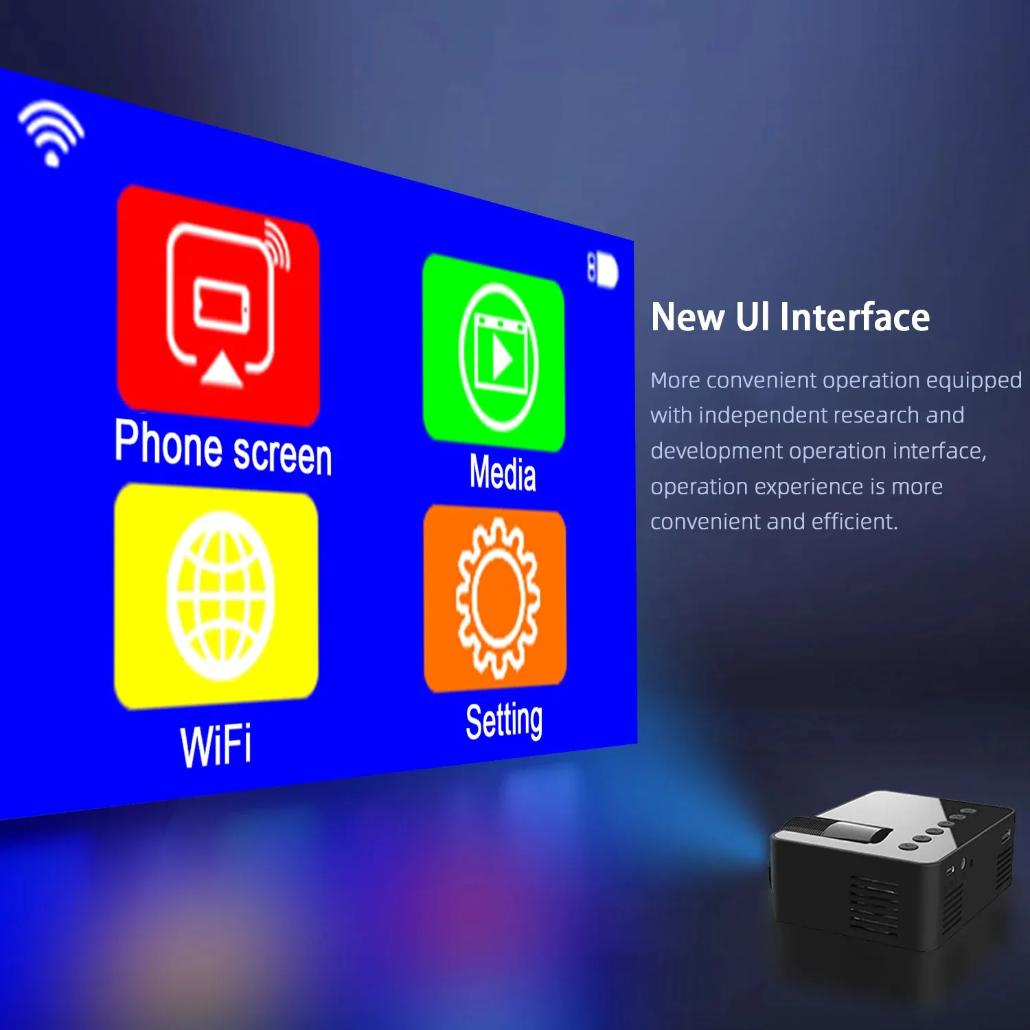 YT100 Mini Wifi Smart Portable Outdoor Projector Full HD1080P Office Home Theater Movie Wireless Same Screen Projector